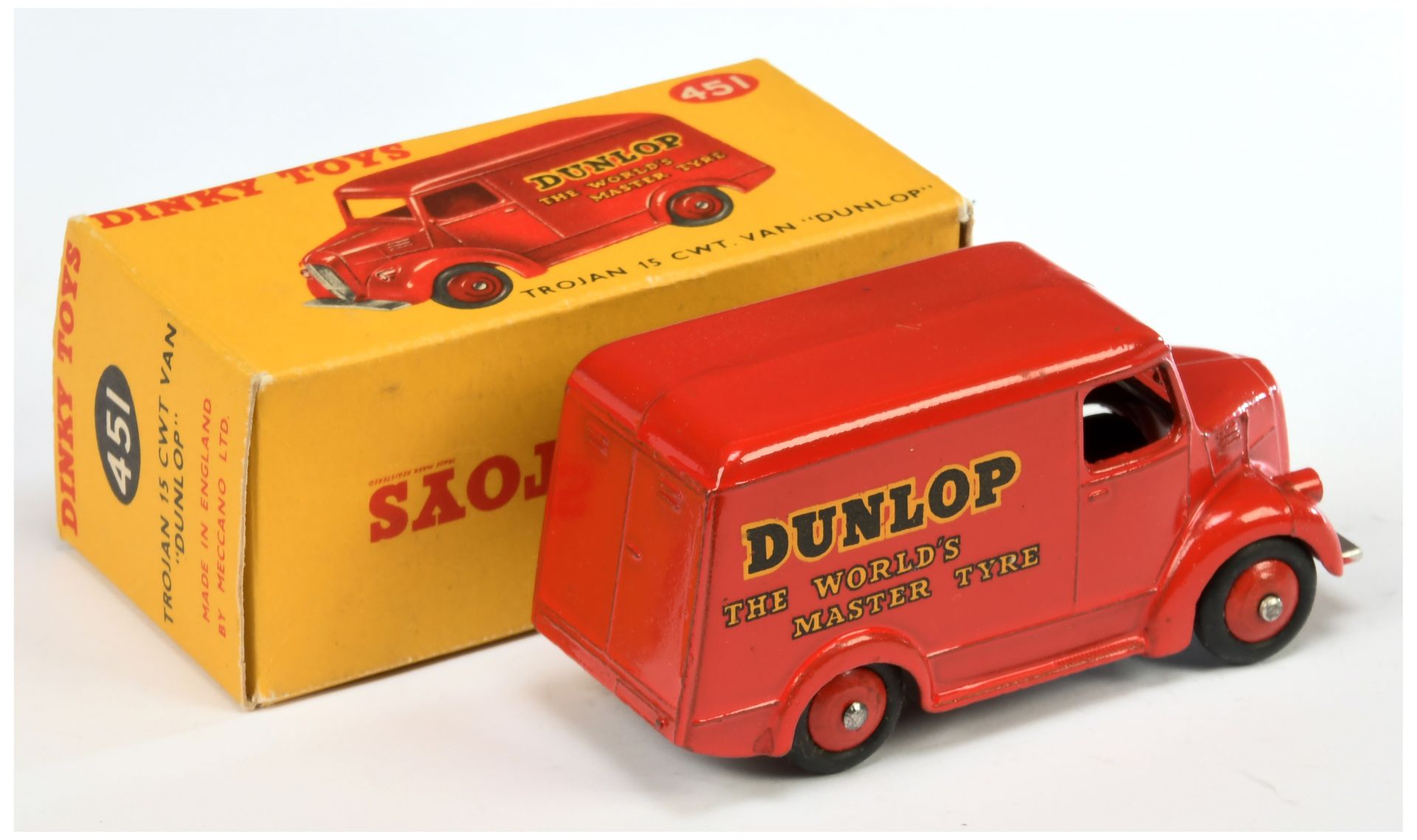 Dinky Toys 451 Trojan "Dunlop" Van - Red including rigid hubs, silver trim - Good Plus to Excelle... - Image 2 of 2