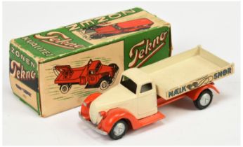 Tekno  Open Back Delivery Truck "MAELK - SMOR" - Cream cab and back, orange chassis, silver trim ...