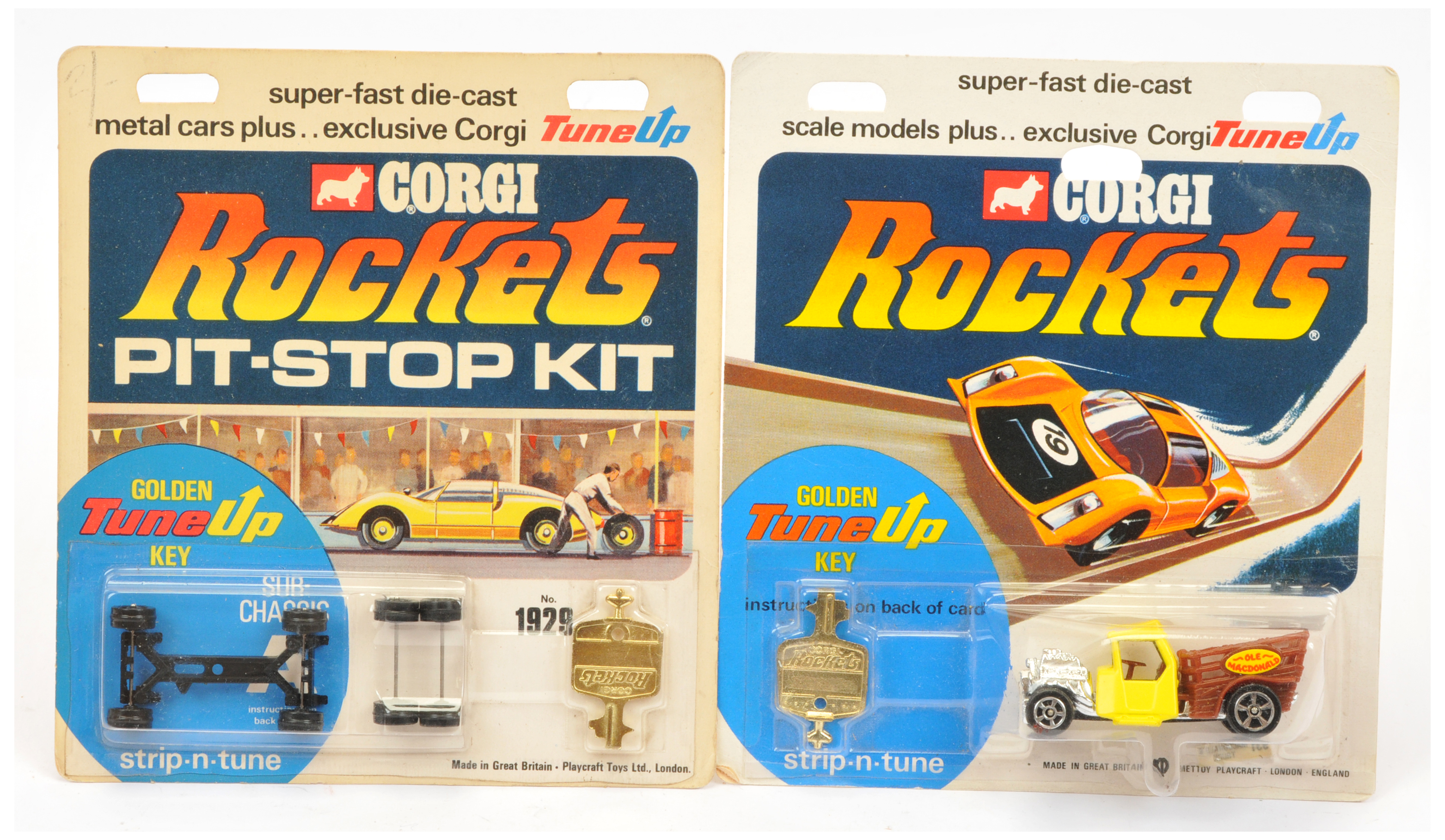 Corgi Toys Rockets D931 "Old Mac Donalds" Truck - Yellow cab, brown Stake back, black interior an...