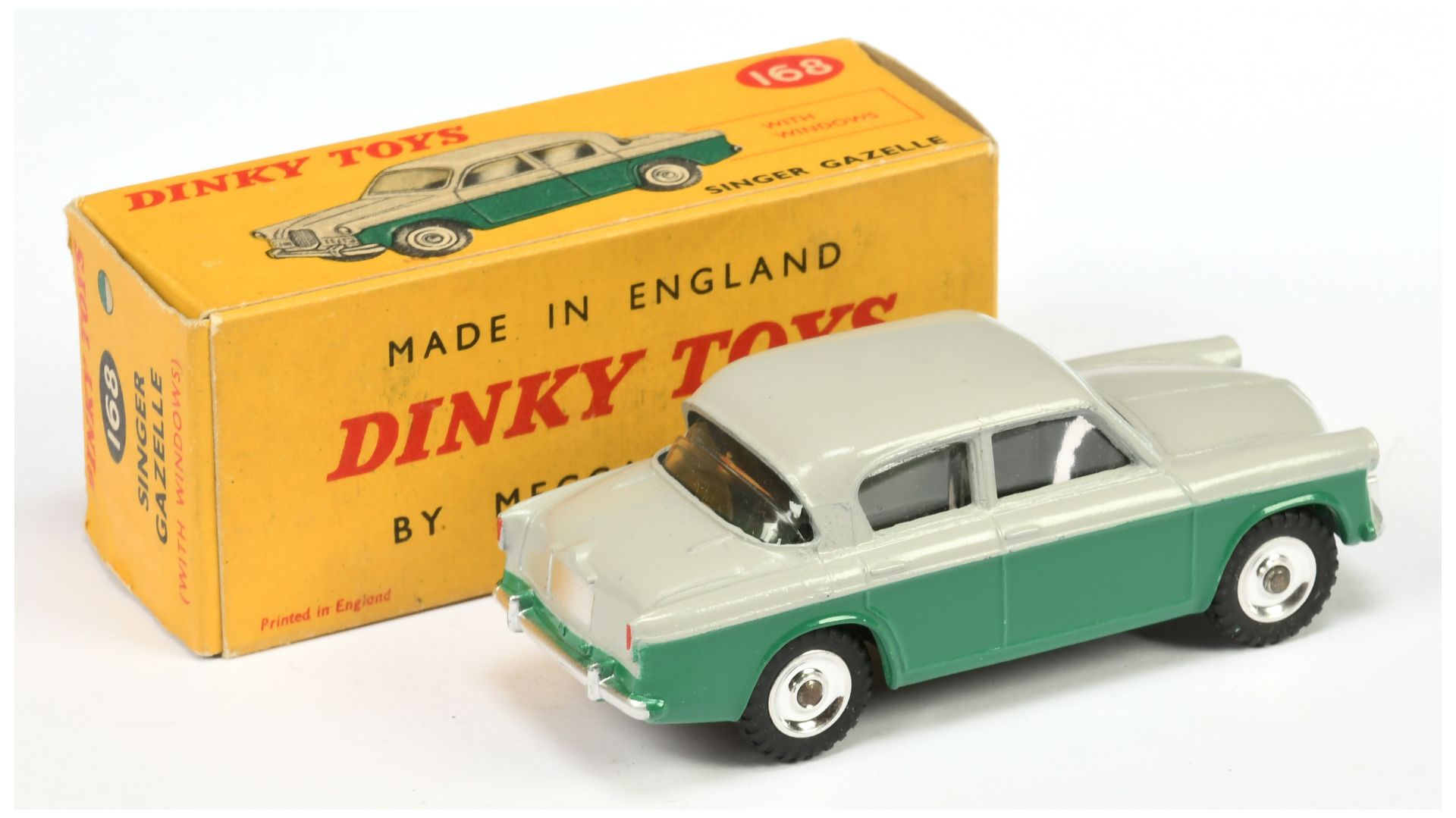 Dinky Toys 168 Singer Gazelle Saloon - Two-Tone Grey and green, silver trim and chrome spun hubs  - Image 2 of 2