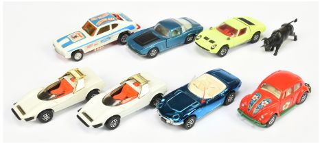 Corgi Toys Unboxed Group Of 7 Whizzwheels To Include -  Lamborghini P400 Miura with fighting bull...