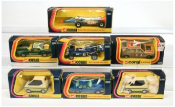 Corgi Toys Group Of 7 To Include (1) 158 ELF Tyrrell Racing car, (2) 169 Swedish Jet Car, (3) 288...