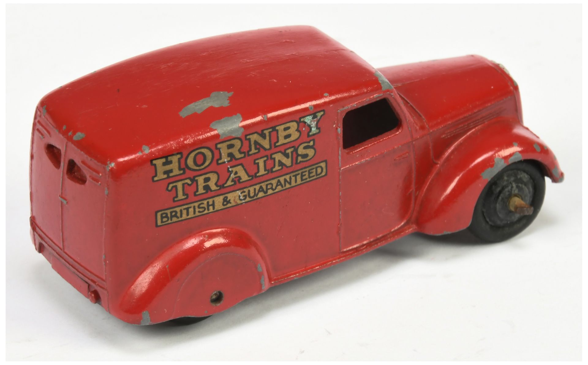 Dinky Toys 28 Series Type 3 "Hornby Trains" Delivery Van - Rare issue - red body, black rigid hub... - Image 2 of 2