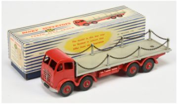 Dinky Toys 905  Foden (type 2) Flat Truck With Chains - Red cab, chassis and supertoy hubs, grey ...