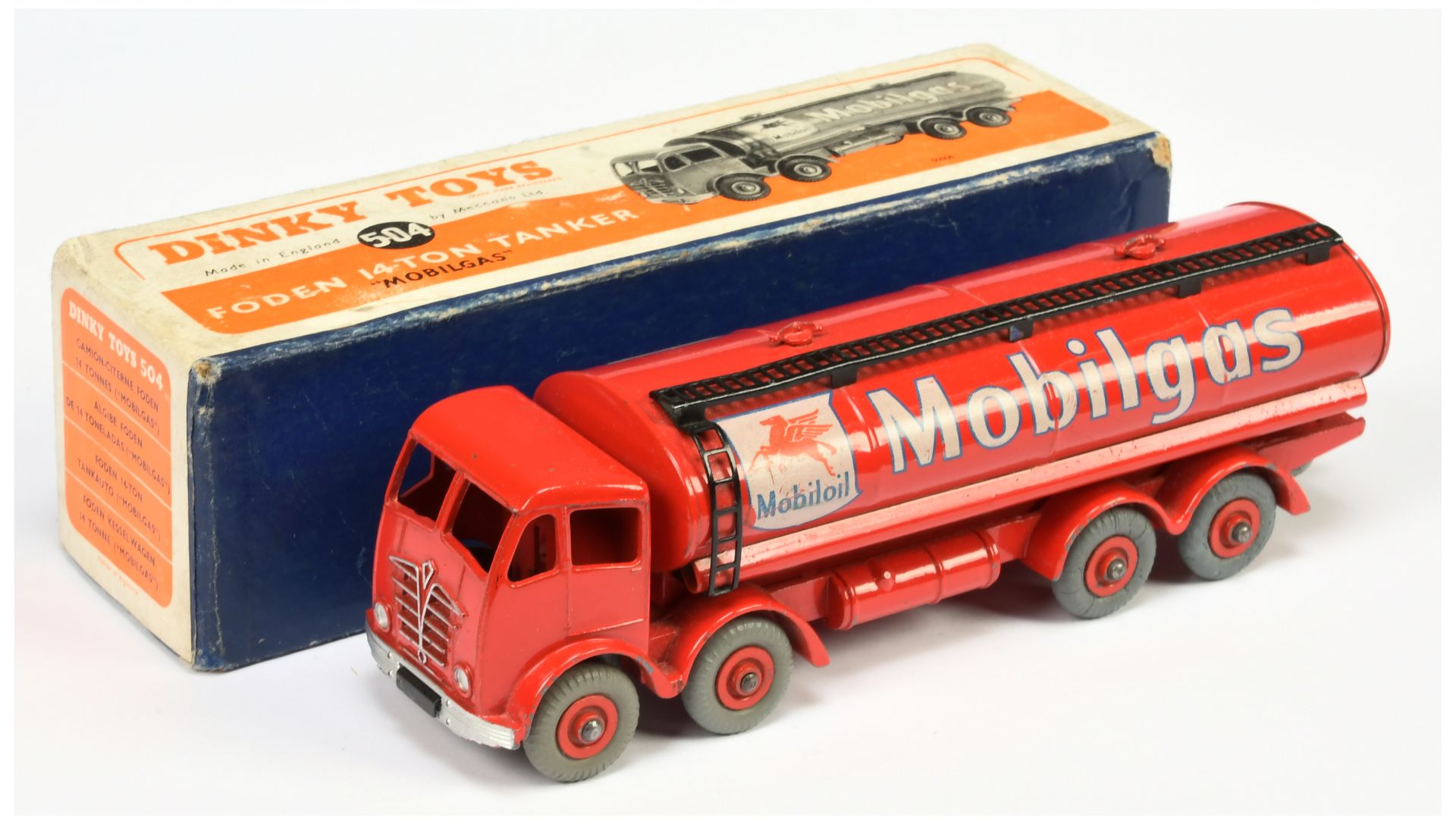 Dinky Toys 504 Foden (type 2) Tanker "Mobilgas"  - Red including supertoy hubs with grey tyres, b...