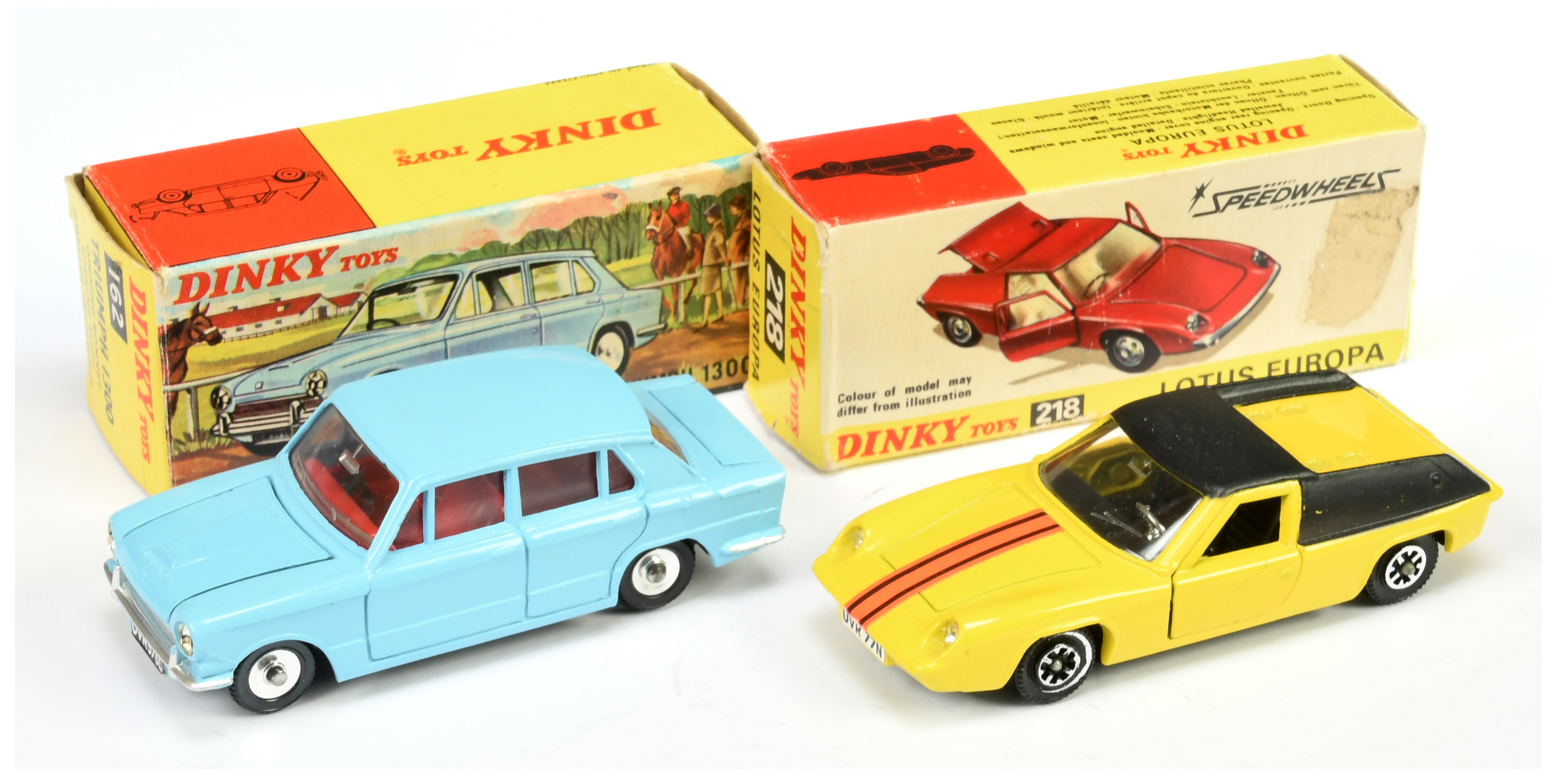 Dinky Toys 162 Triumph 1300 Saloon - Light blue, red interior, silver trim and spun hubs plus 218...
