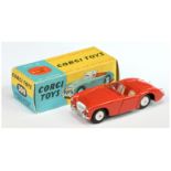 Corgi Toys 300 Austin Healey Sports Car - Orange-Red Body, cream seats, silver trim and flat spun...