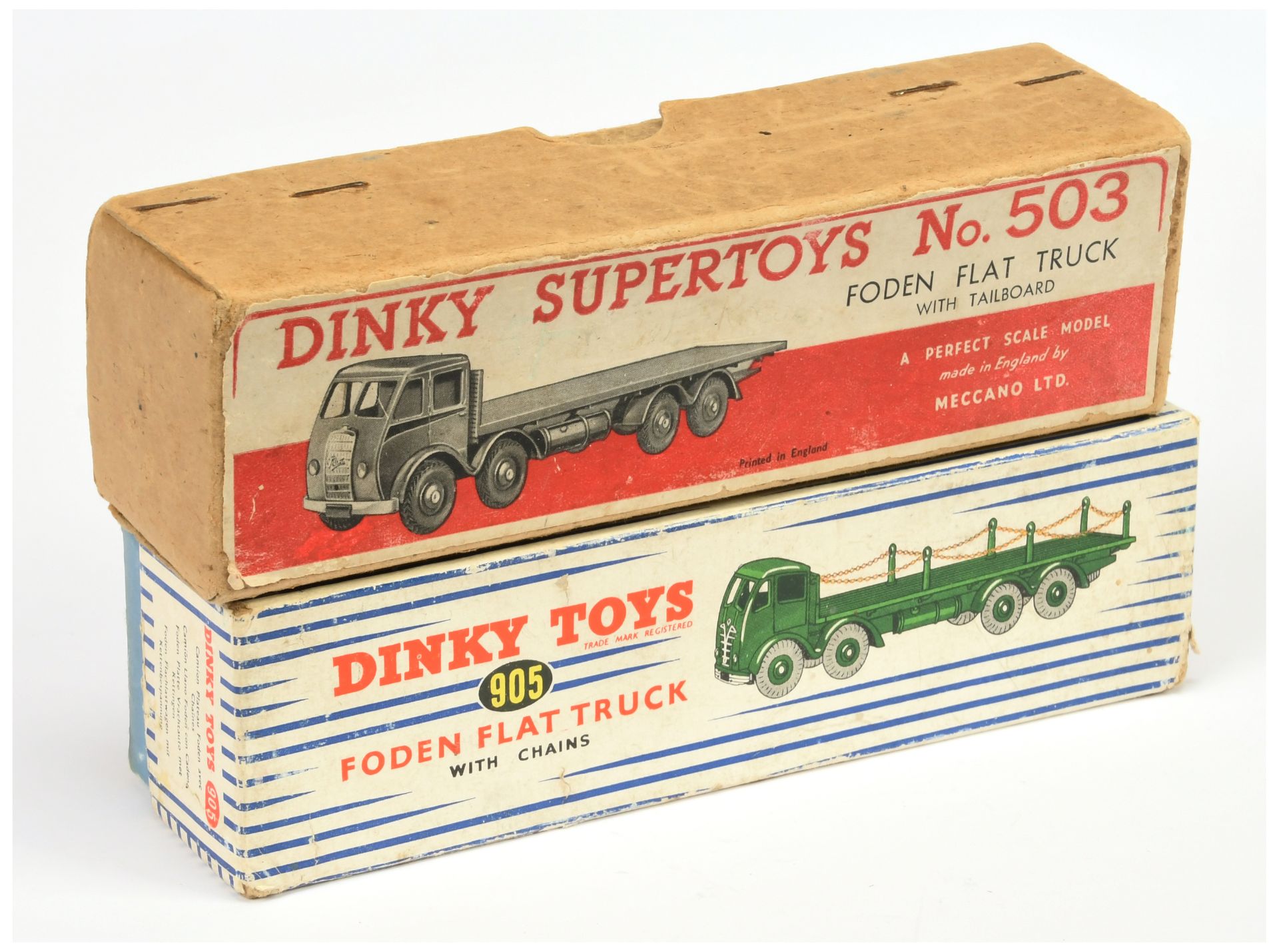 Dinky Toys Empty boxes A Pair - (1) 503 Foden (Type 1) Flat truck With Tailboard - Buff Lift Off ...