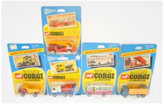 Corgi Toys Juniors Group Of 5 To Include - (1) 7 Duple Vista Coach - Purple and white, (2) 29 Sim...