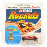 Corgi Toys Rockets D921 Morgan Plus 8 Sports Car - Metallic dark red body, black interior and key