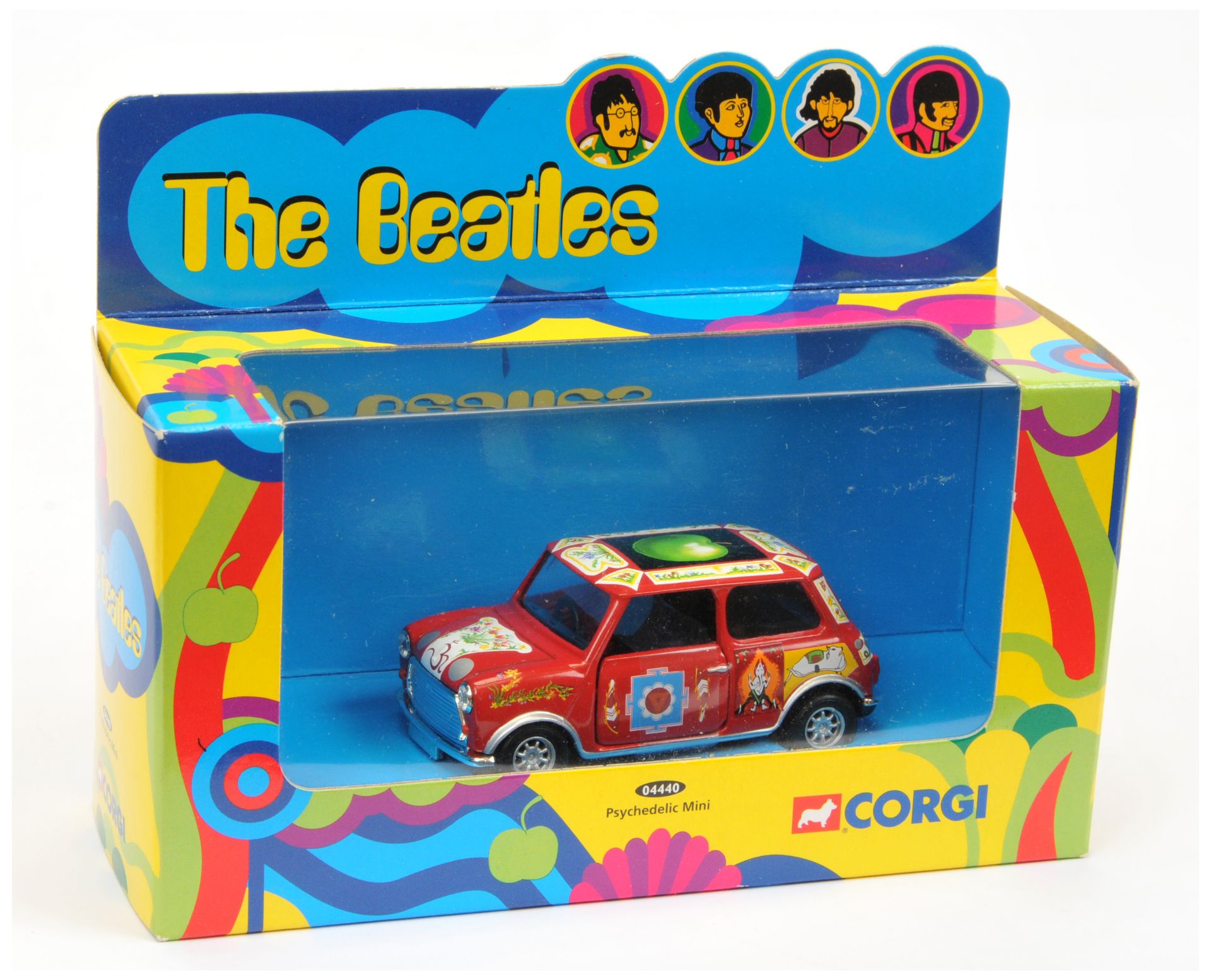 Corgi 04440 "The Beatles" Psychedelic Mini - Red body with colorful Psychedelic Trim - Mint inclu...
