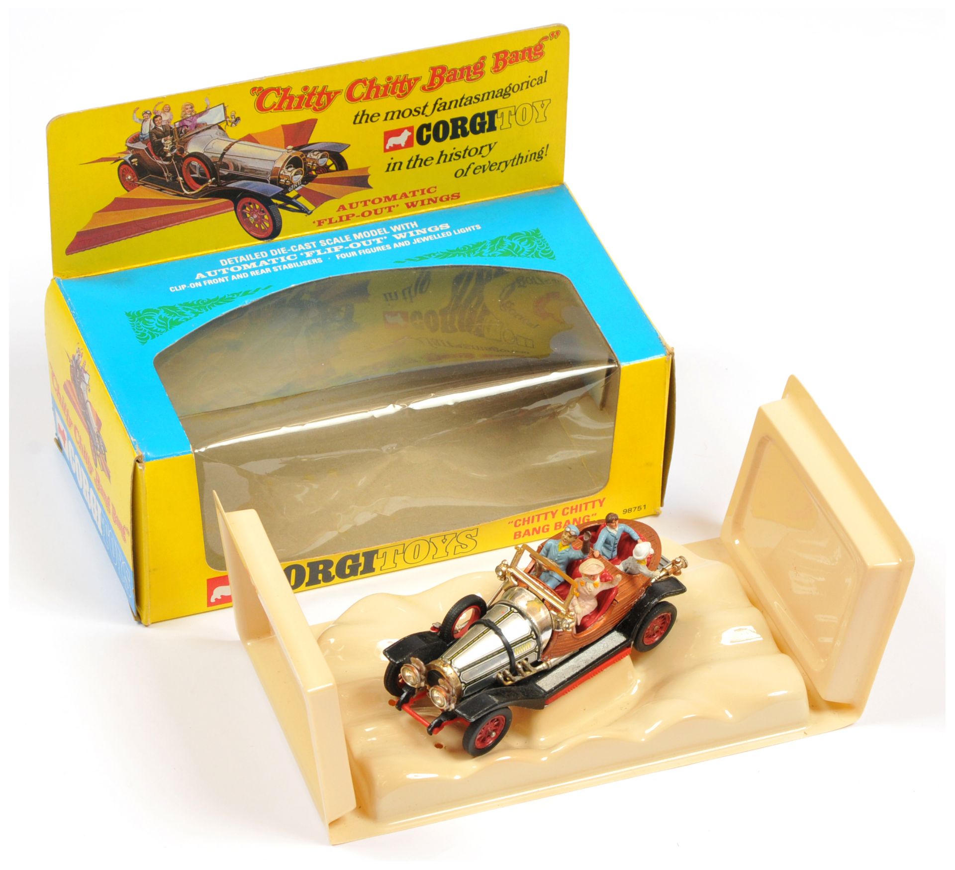 Corgi Toys 266 "Chitty Chitty bang Bang" - with 4 X figures - Fair in a later "25th Anniversary" ...