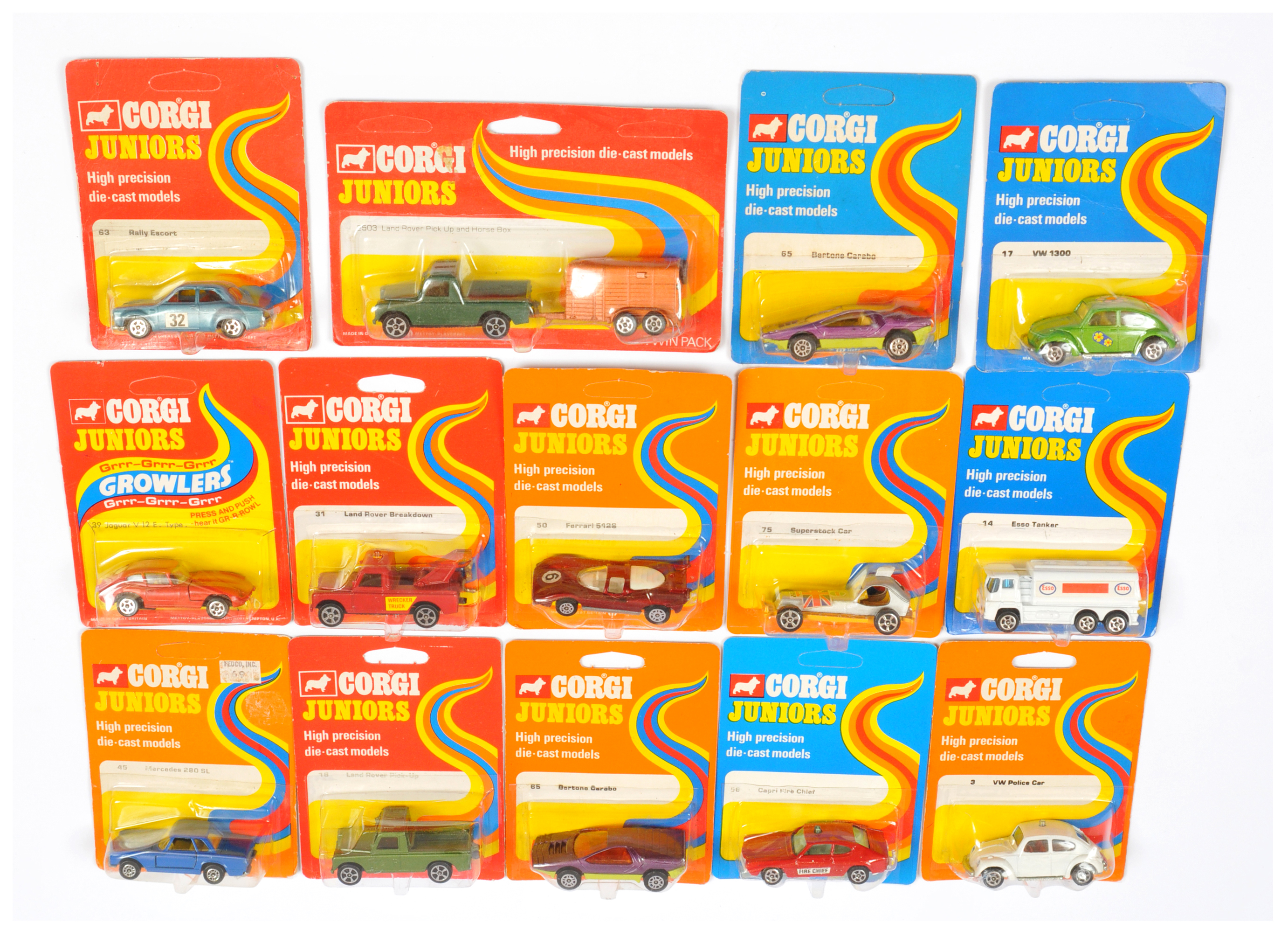 Corgi Toys Juniors Group Of to Include - 3 Volkswagen Saloon (beetle) "Police" Car, 31 Land Rover...