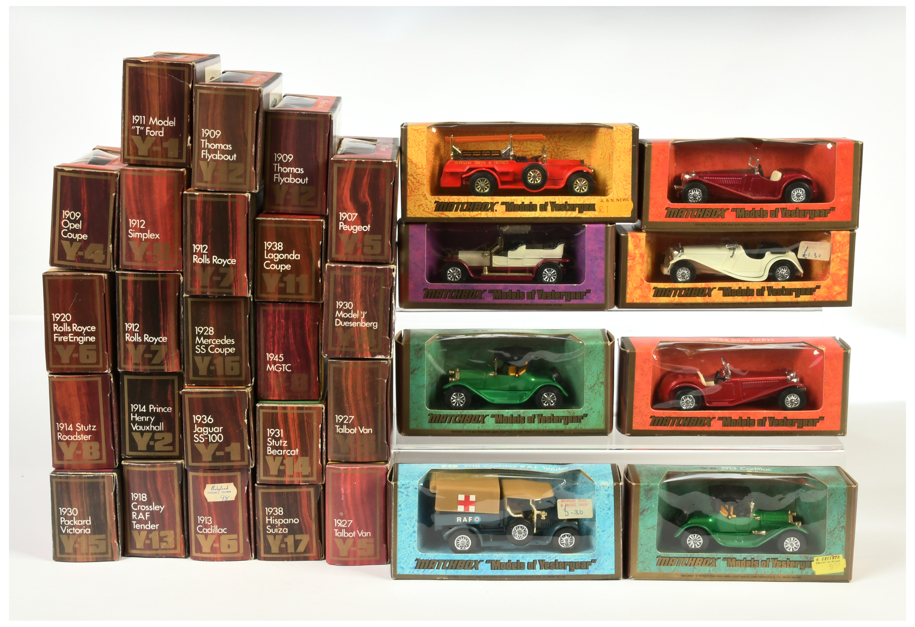 Matchbox Models Of Yesteryear A Group To include - Y4 Opel Coupe 1909, Y5 Peugeot 1907, Y6 Rolls ...