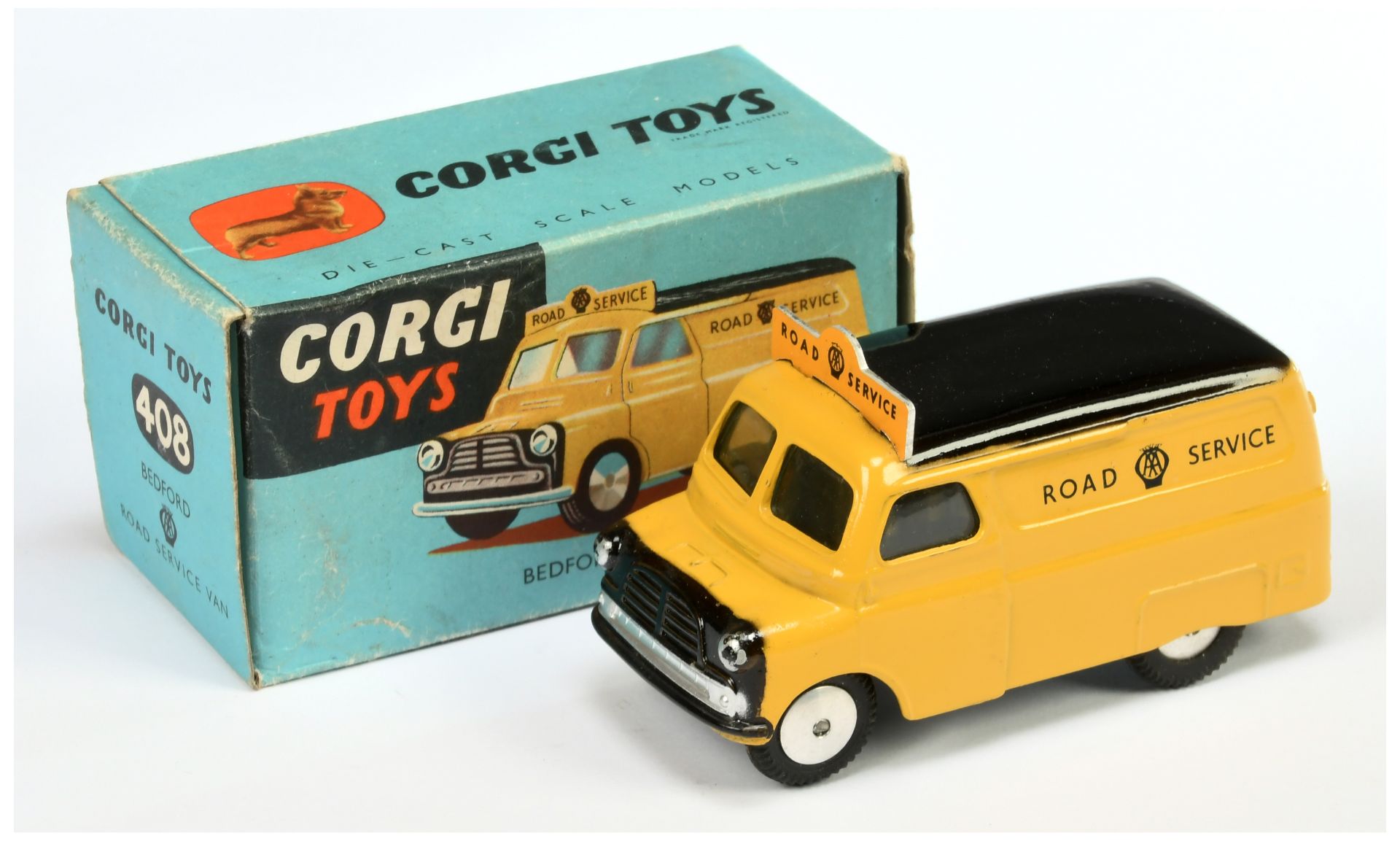 Corgi Toys 408 Bedford "AA Road Service" Van  - Yellow , black including smooth roof, silver trim...