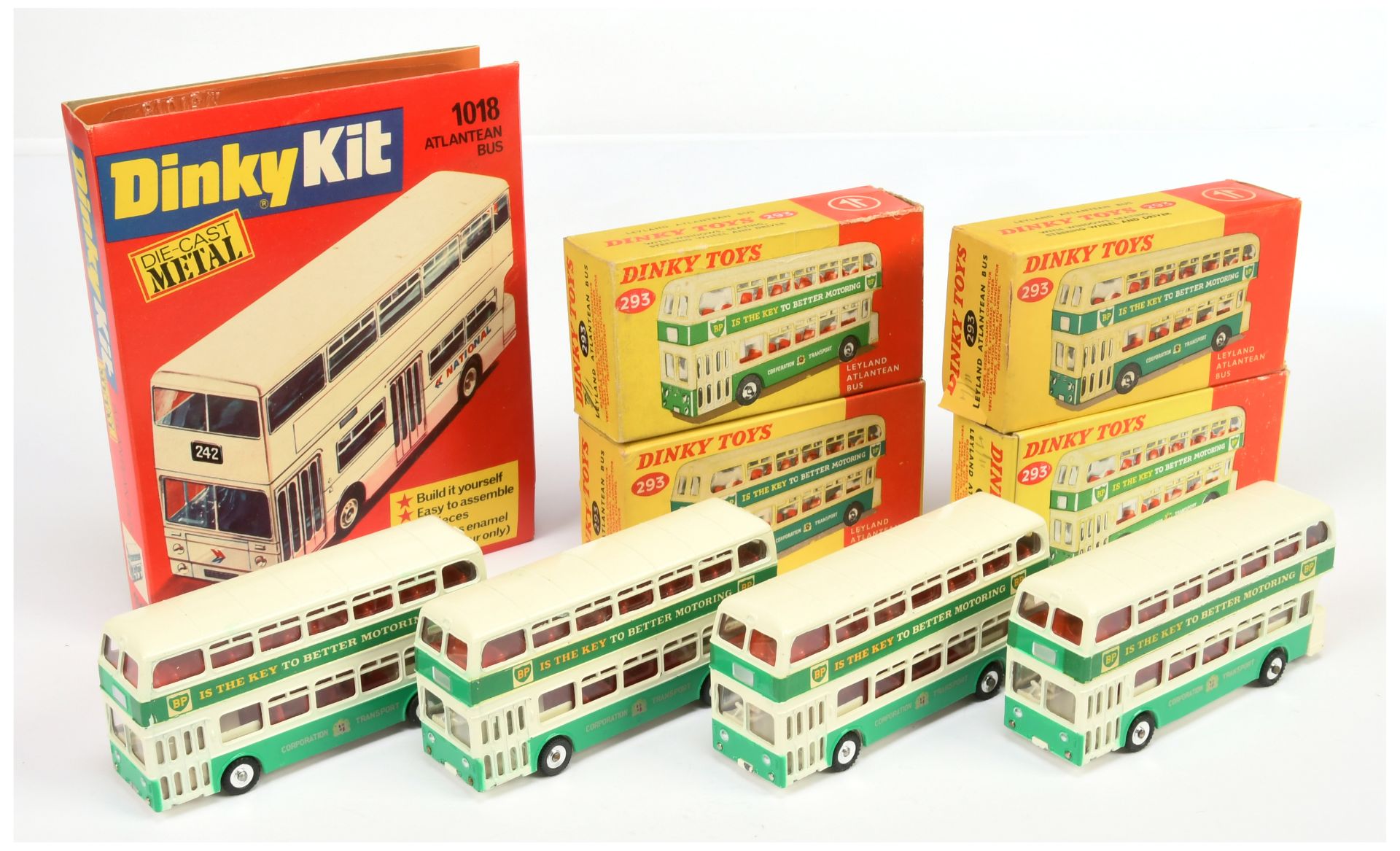 Dinky Toys Group Of Leyland Atlantean Buses To Include 1018 (Dinky Kit) and 4 X "Corporation Tran...