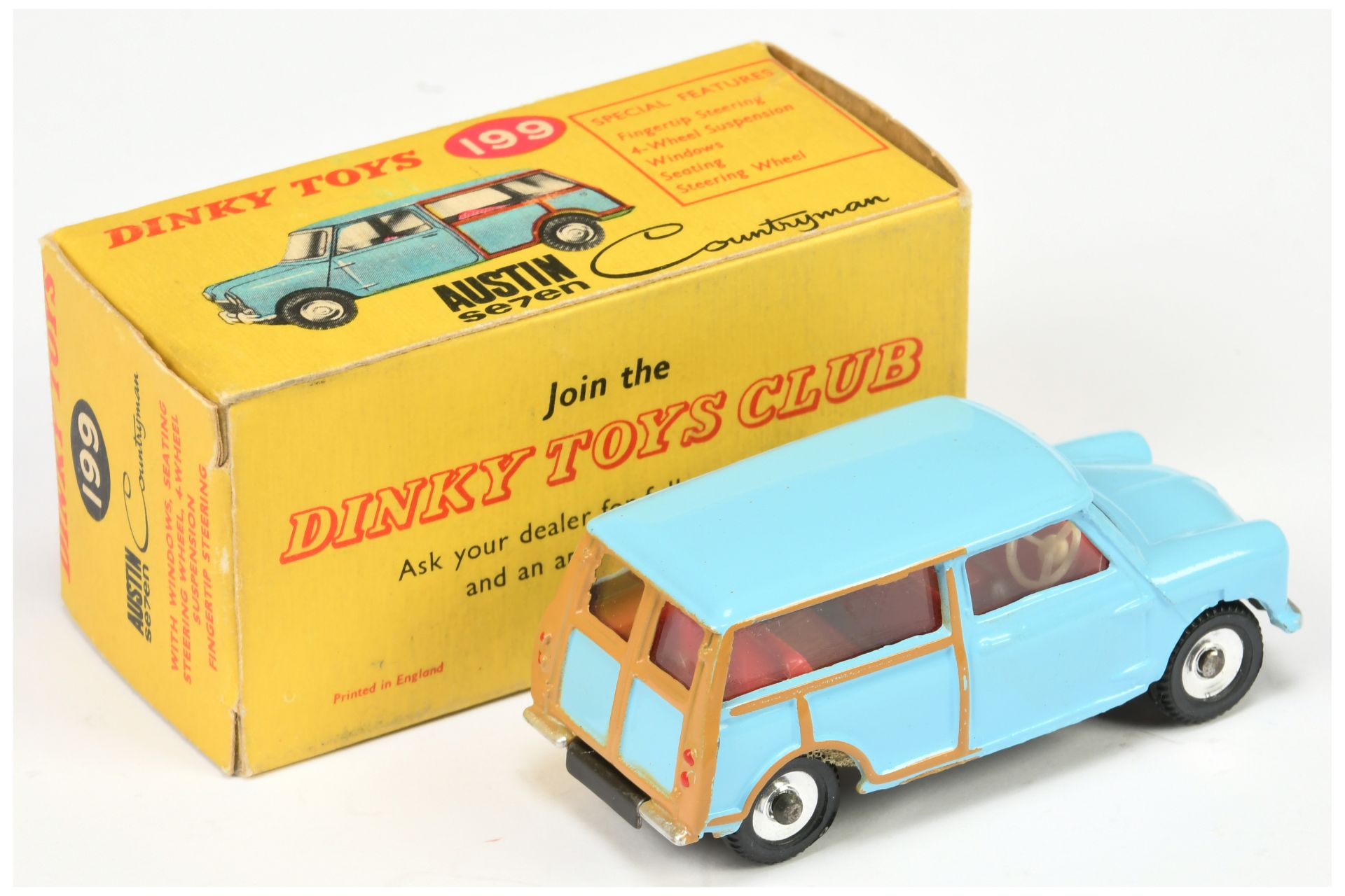 Dinky Toys 199 Austin Seven Countryman - Light Blue, red interior, silver trim and spun hubs - Image 2 of 2