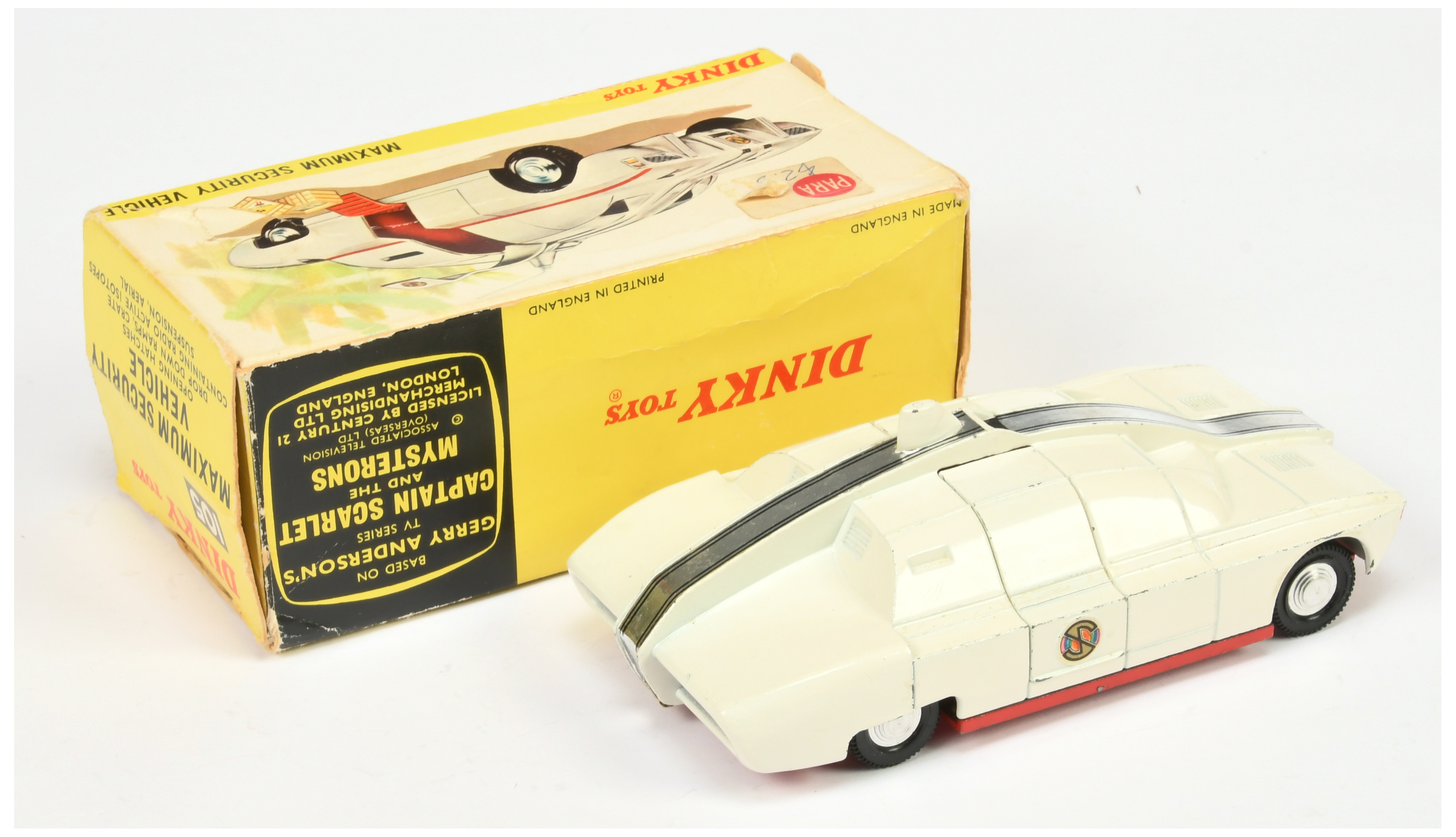 Dinky Toys 105 "Captain Scarlet" Maximum Security Vehicle - (1st issue)  - White body red stripes... - Image 2 of 2