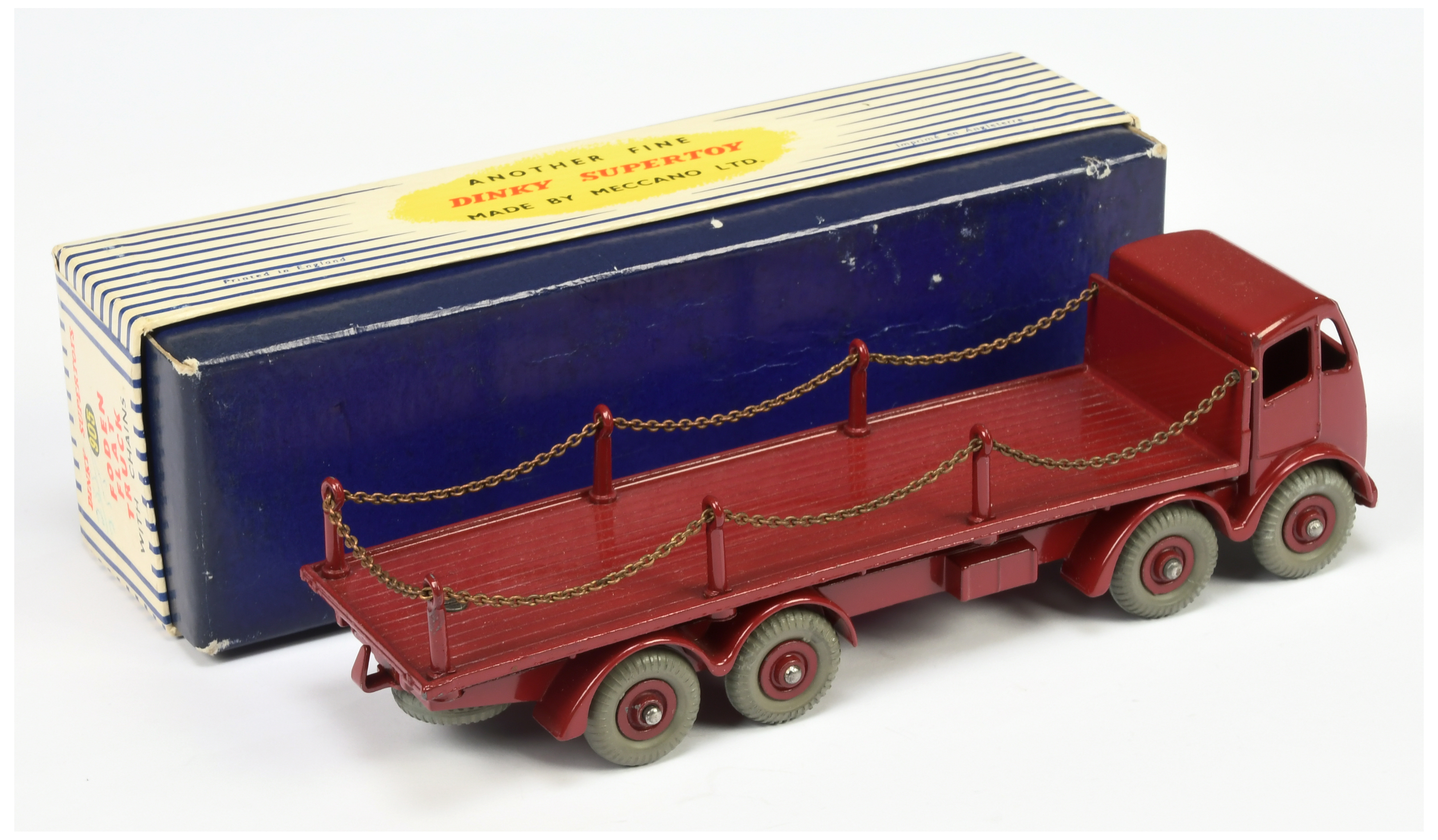 Dinky Toys 905  Foden (type 2) Flat Truck With Chains - Maroon including supertoy hubs with grey ... - Bild 2 aus 2