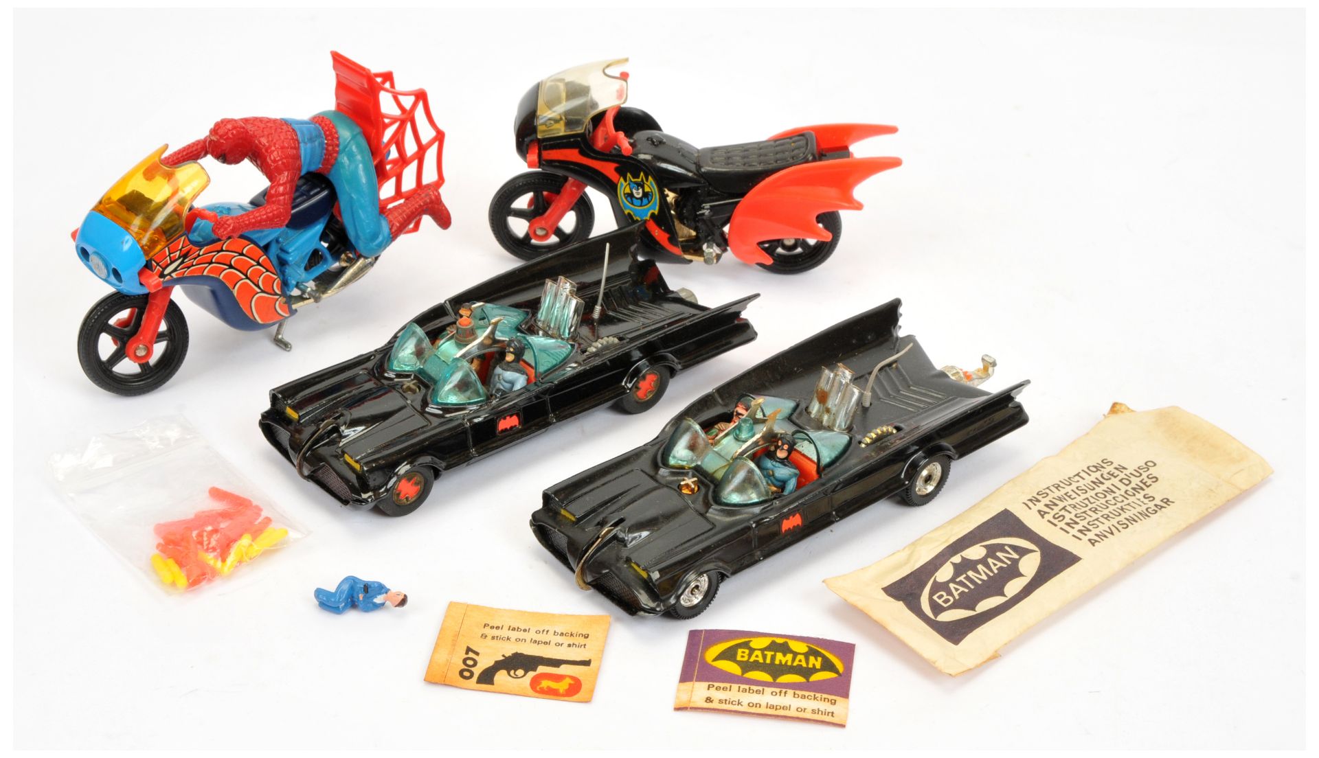 Corgi Toys "Batman"Group to Include 2 X Batmobiles earlier and later issues, Batbike (without fig...