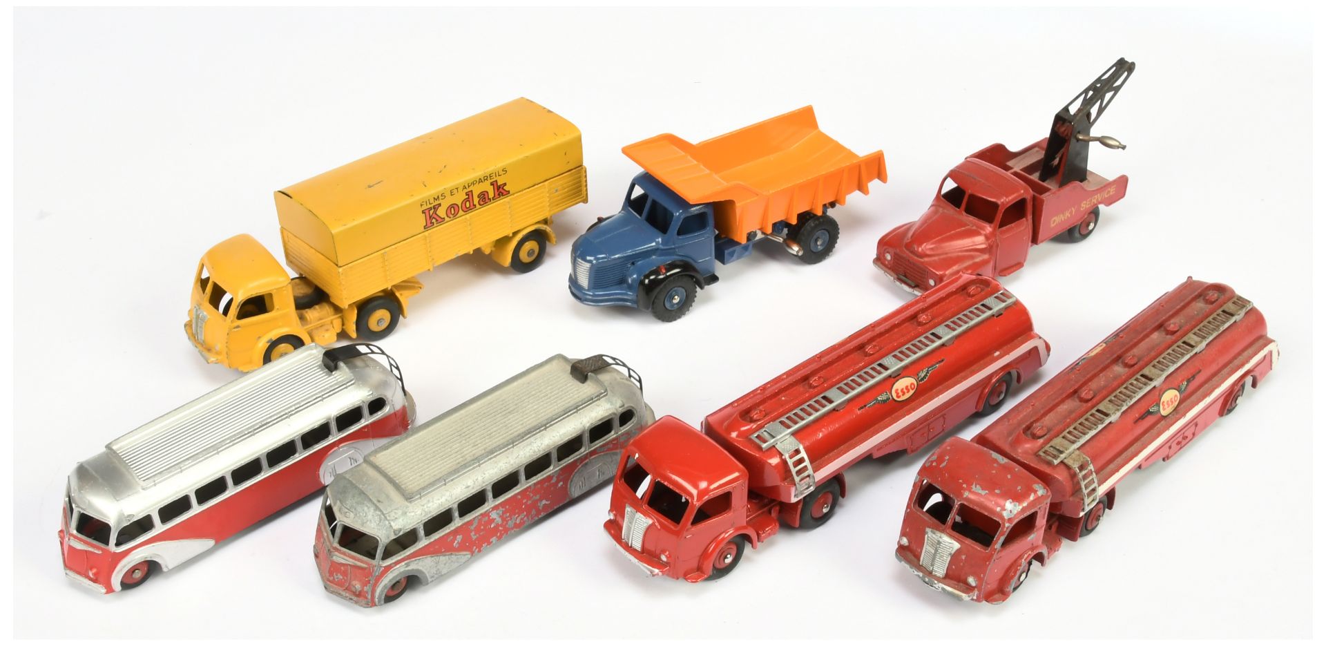 French Dinky Toys Unboxed Group To Include - 2 X Panhard Tanker "Esso, Berliet Tipper, Panhard Tr...
