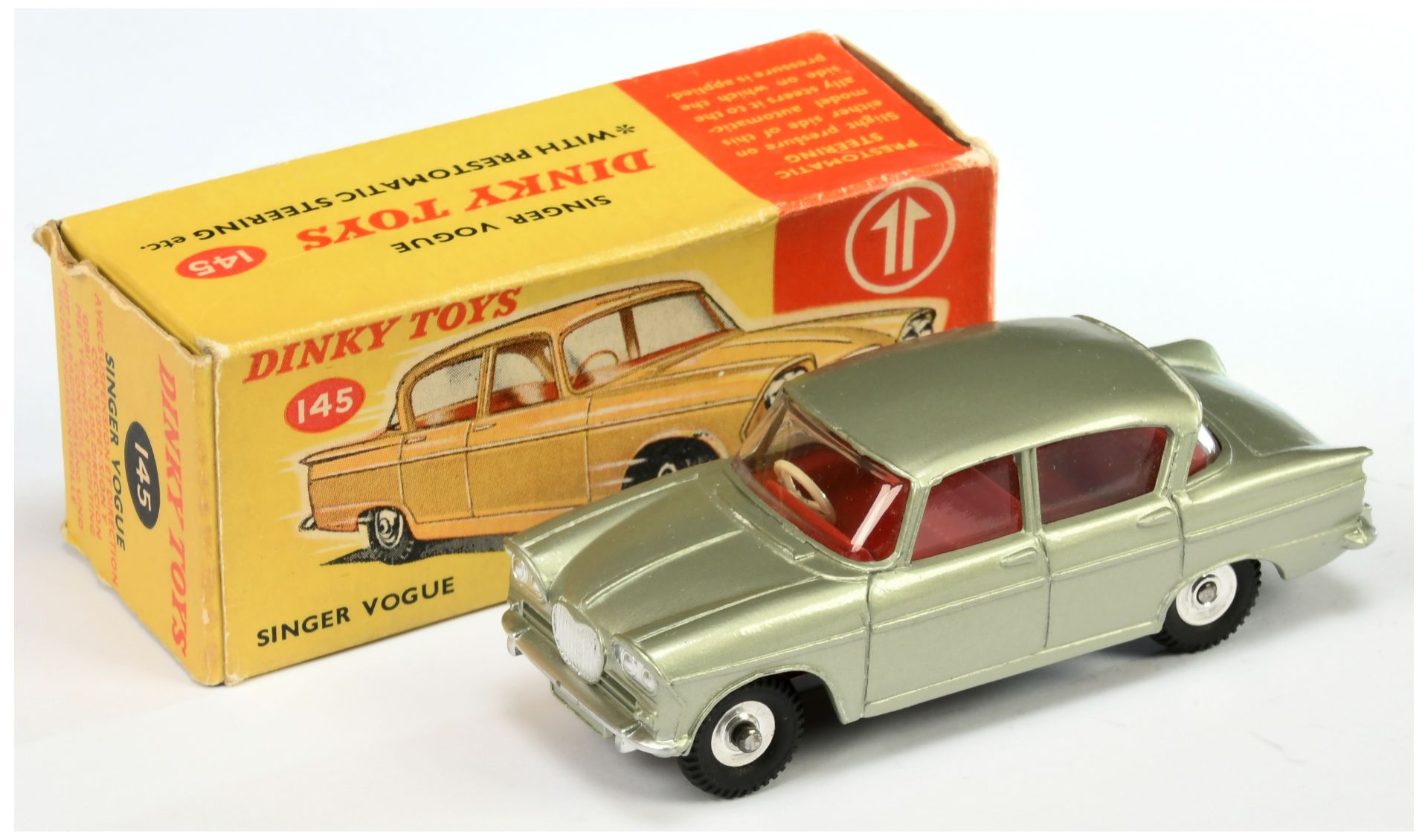 Dinky Toys 145 Singer Vogue - Metallic light green, red interior, silver trim and spun hubs