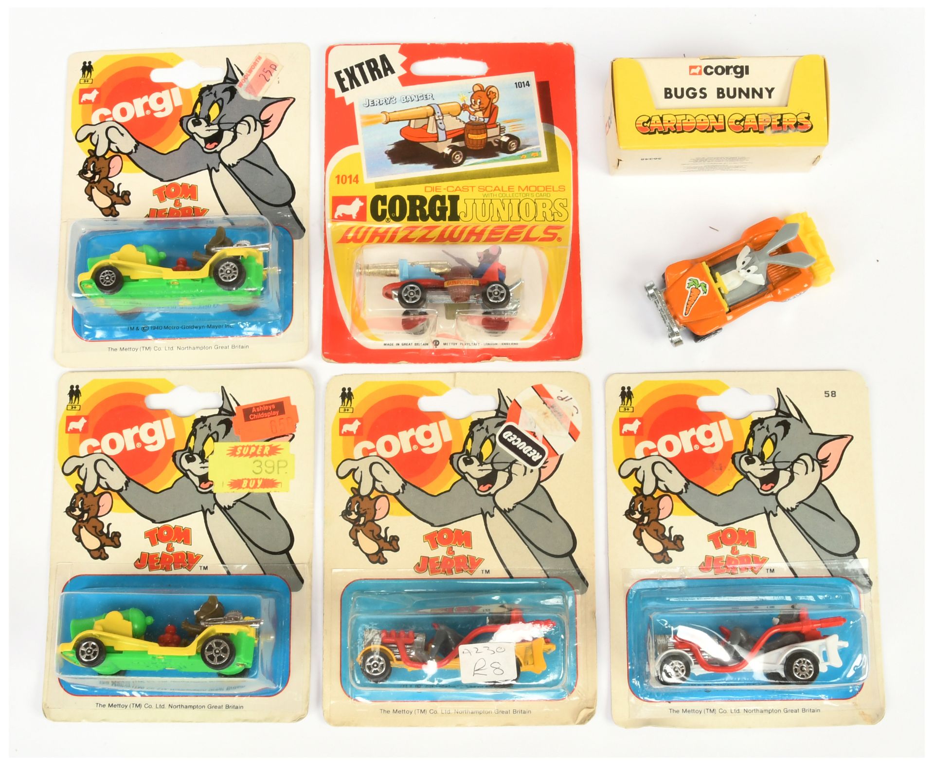 Corgi Juniors Group Of 6 To Include (1) "Tom's" Car - Yellow body, (2) Another but White body, (3...