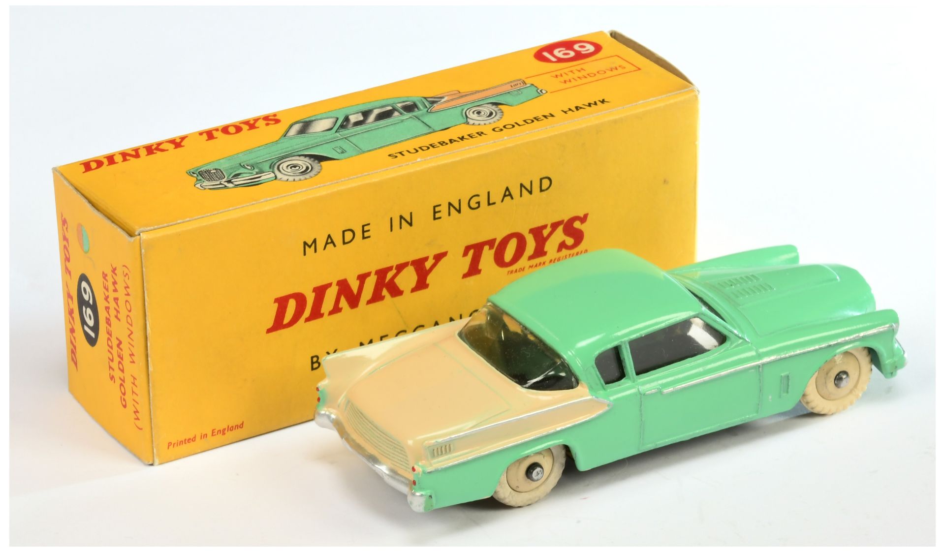 Dinky Toys 169 Studebaker Golden Hawk - Light green with light beige back, side flashes and rigid... - Image 2 of 2