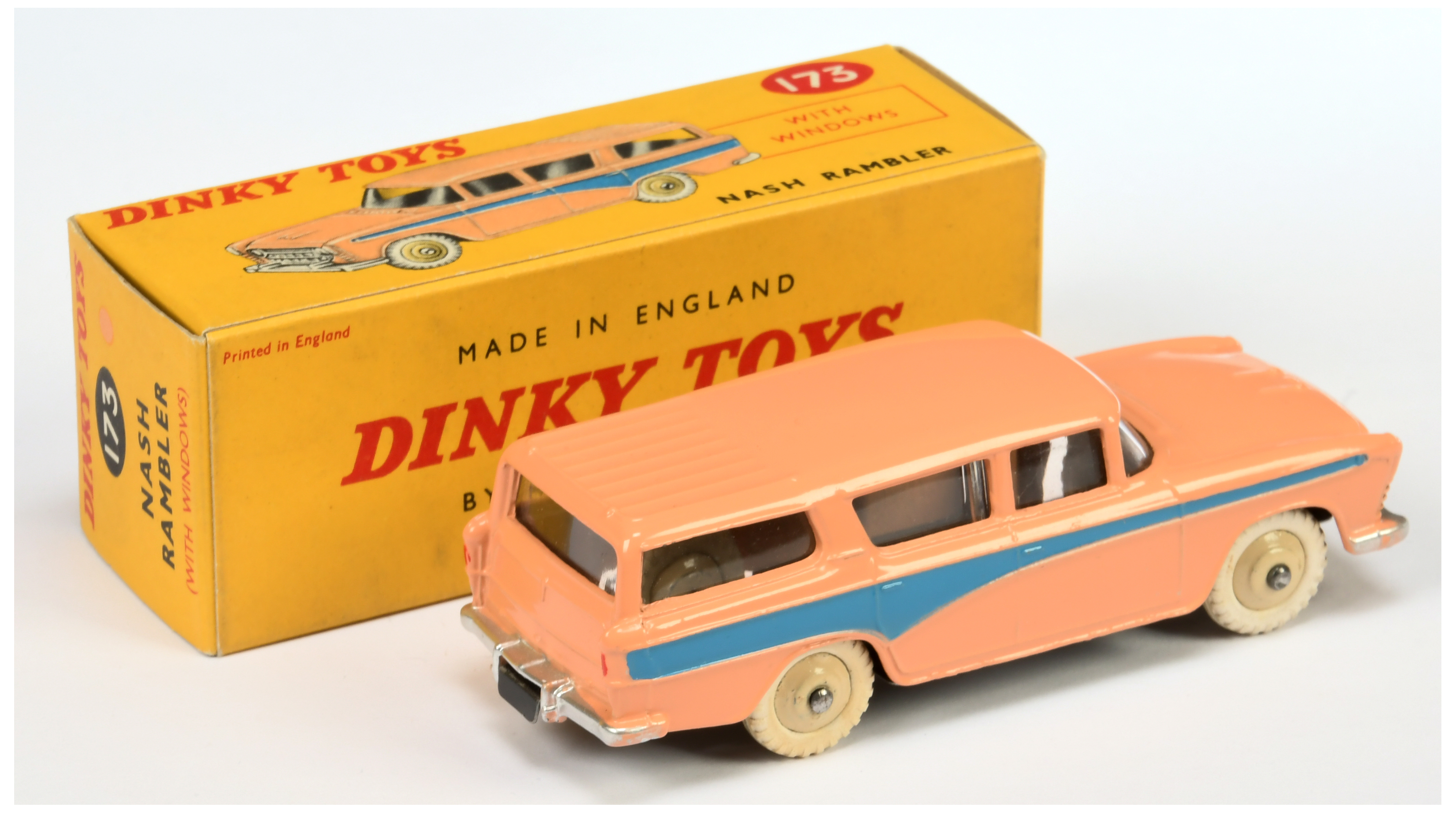 Dinky Toys 173 Nash Rambler - Peach body, mid-blue side flashes, silver trim and light beige rigi... - Image 2 of 2