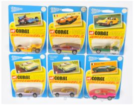 Corgi Toys Juniors Group Of 6 To Include (1) 6 De Tomaso Mangusta - Metallic Mauve, (2) Same but ...