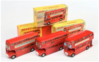 Dinky Toys 289 "London Transport" Routemaster Bus Group Of 3 - (1) "Tern Shirts" - Red body, ivor...