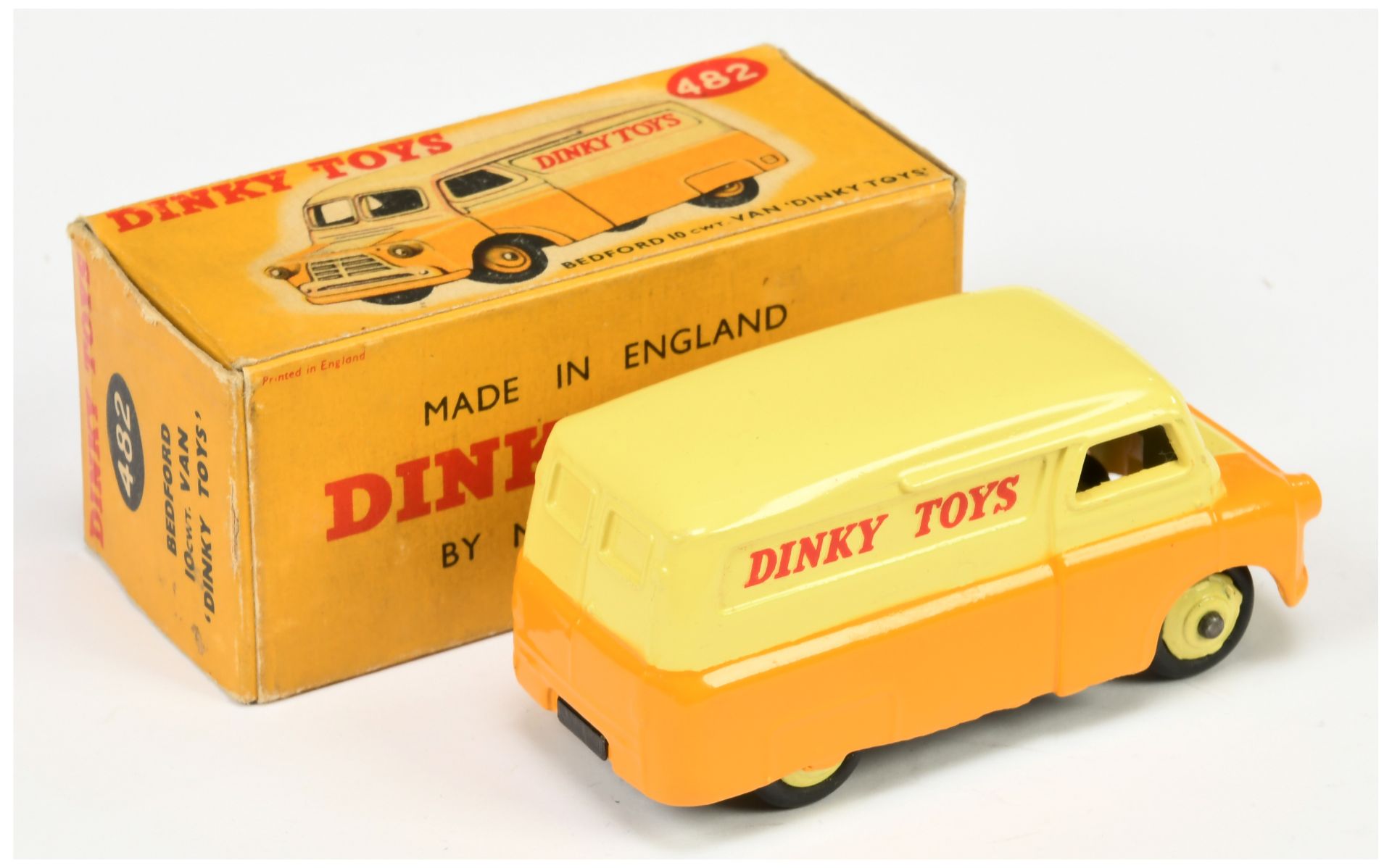 Dinky Toys 480 Bedford "Dinky Toys" Van - Two-Tone Yellow with rigid hubs and silver trim - Bild 2 aus 2