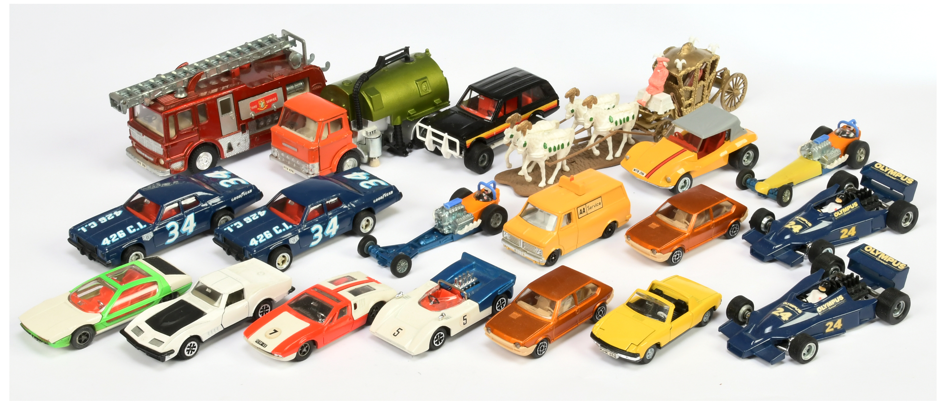 Dinky Toys Unboxed Group To Include - Lamborghini Marzal, 2 X Plymouth Stock car, Ford Johnston R...