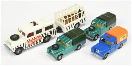 Corgi Toys Unboxed Whizzwheels Group Of 4 Land Rovers To Include (1) Blue Body, orange plastic ca...