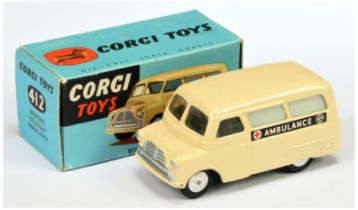 Corgi Toys 412 Bedford "Ambulance" - Cream body, silver trim, flat spun hubs - Excellent (some sm...