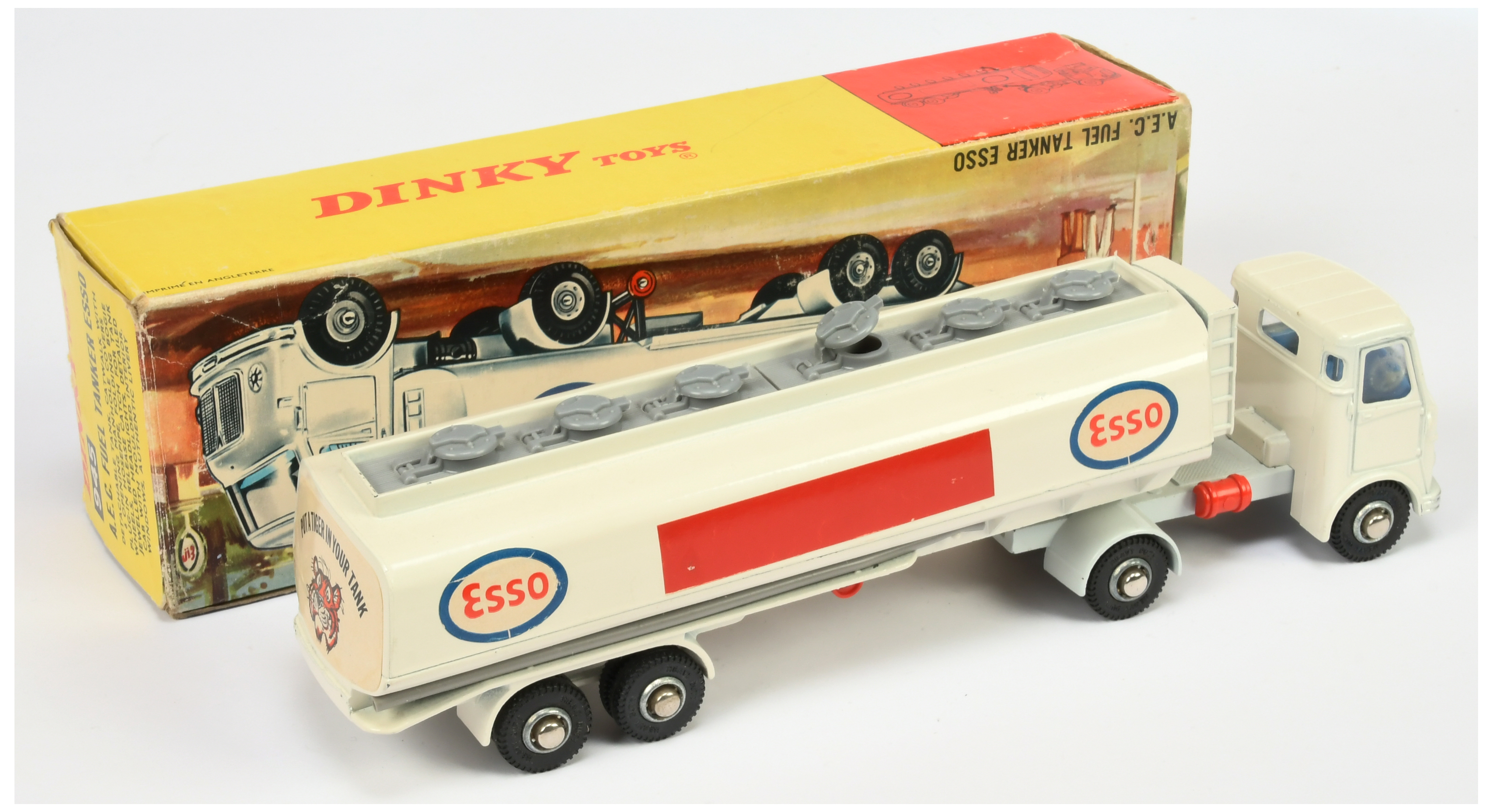 Dinky Toys 945 AEC Articulated Tanker "ESSO" - White cab and tanker, pale grey chassis, mid-blue ... - Image 2 of 4