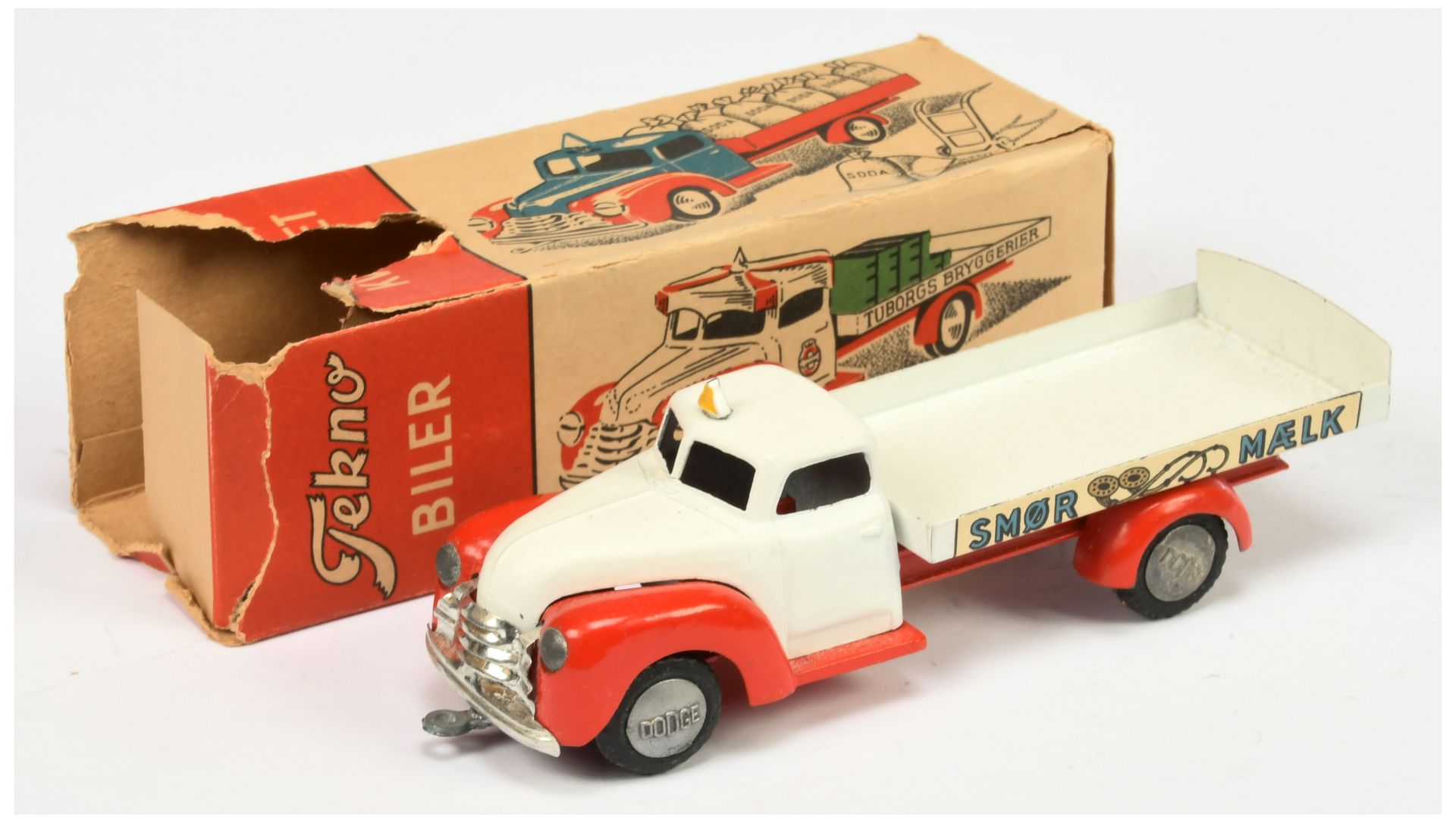 Tekno  Dodge "SMOR Milk"  Delivery Truck - White and red, chrome trim - Good Plus bright example ...
