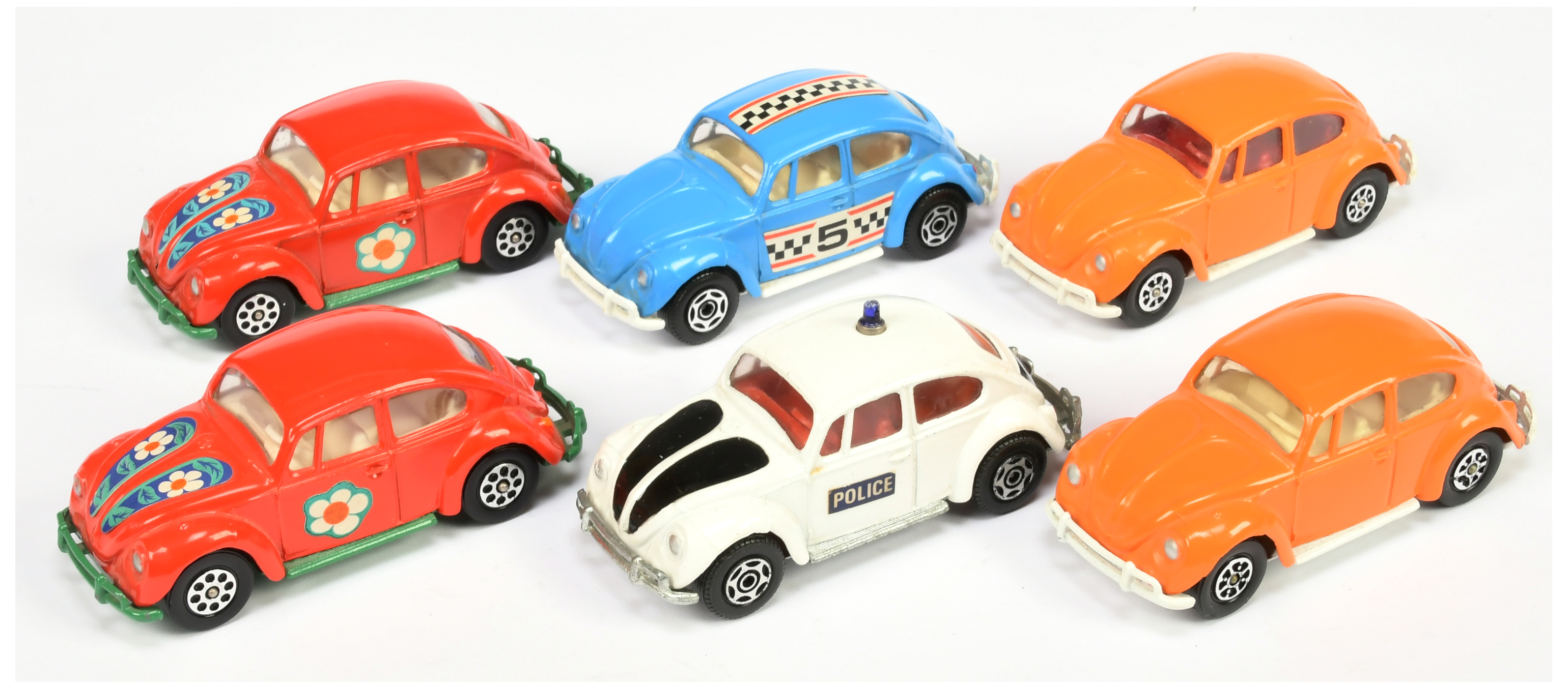 Corgi Toys Unboxed Whizzwheels group Of 6 Volkswagen Saloons (Beetle) To Include (1) "Police" - B...