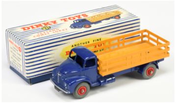 Dinky Toys 931 (531) Leyland Comet Lorry - Blue cab and chassis , deep yellow stake back, red sup...