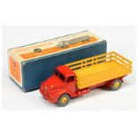 Dinky toys 531 Leyland Comet Lorry - Red cab and chassis, yellow stake back and rigid hubs with g...