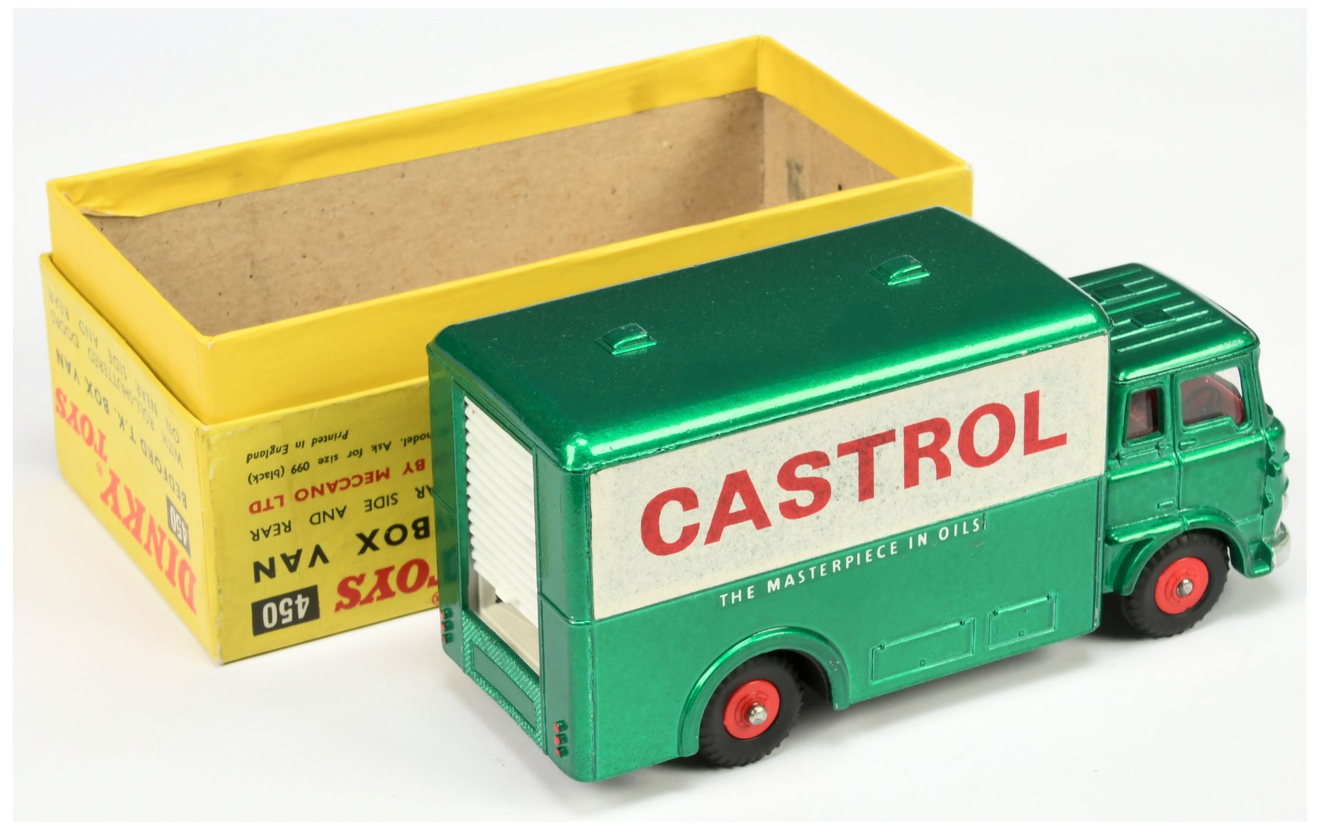 Dinky Toys 450 Bedford Tk Box Van "Castrol" - Metallic Green cab and back, white opening rear and... - Bild 2 aus 2