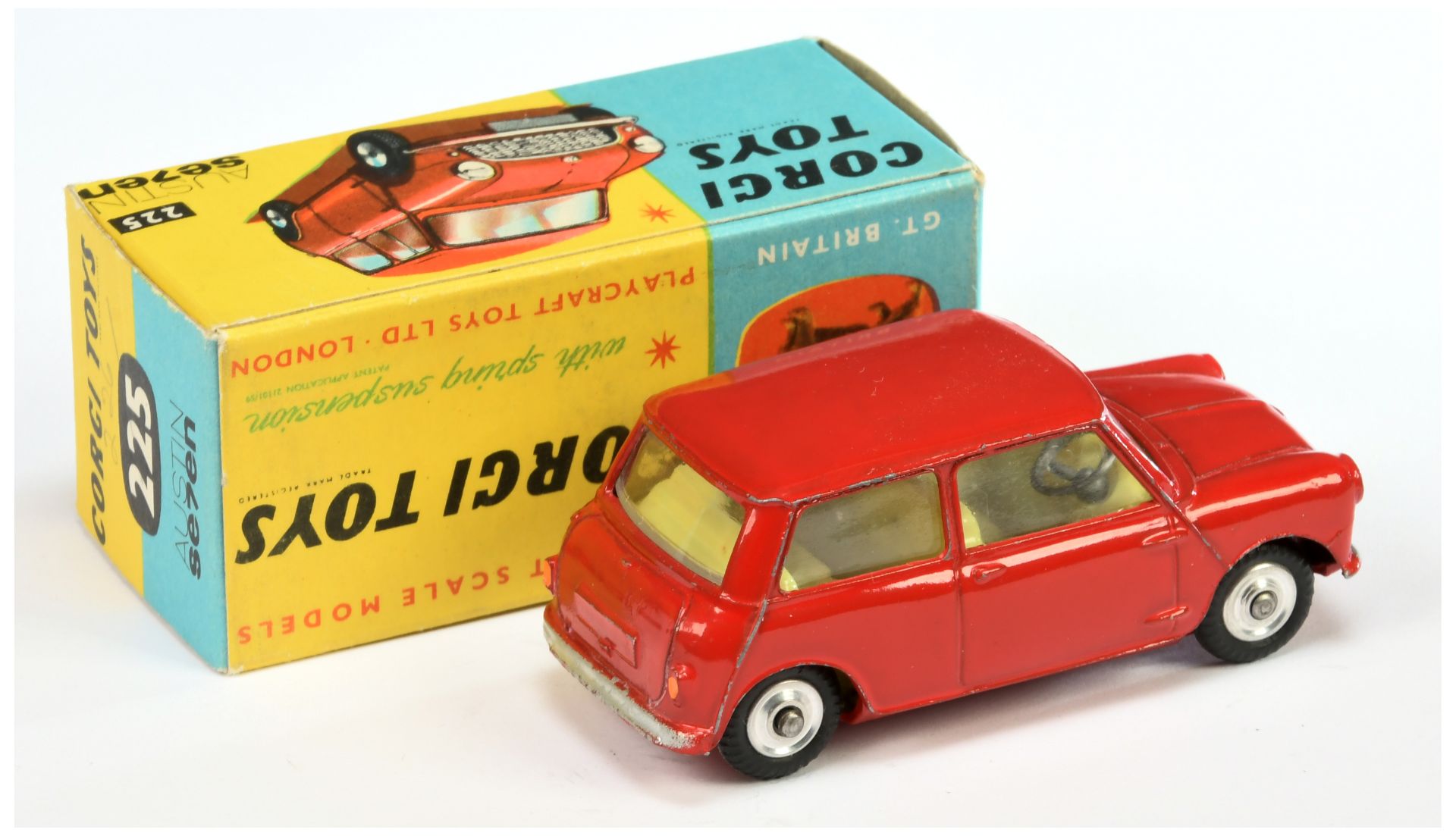 Corgi Toys 225 Austin Seven Mini - Red body, lemon interior, silver trim and spun hubs - Image 2 of 2