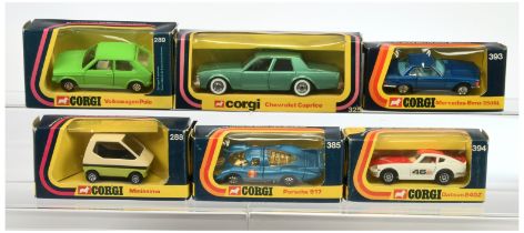 Corgi Toys Group Of 6 To Include (1) 288 Minissima, (2) 289 Volkswagen Polo, (3) 325 Chevrolet ca...
