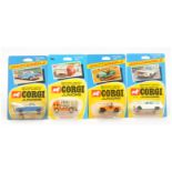 Corgi Toys Juniors Group Of 4 To Include (1) 5 Willy's Jeep - Orange, brown interior and figure, ...