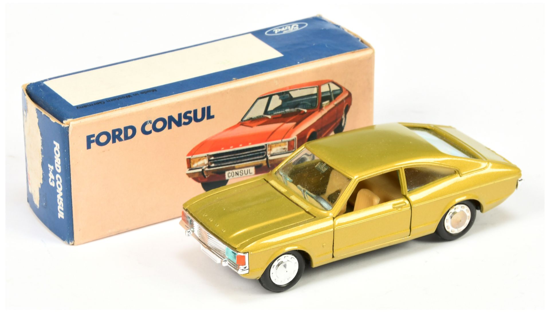 Gama 996 (1/43rd) Ford Consul Coupe - Metallic lime Green, beige interior, chrome bumpers and hubs