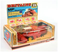 Britains 9570 Massey Ferguson 780 Combine Harvester - Red body, white roof, yellow hubs with figu...