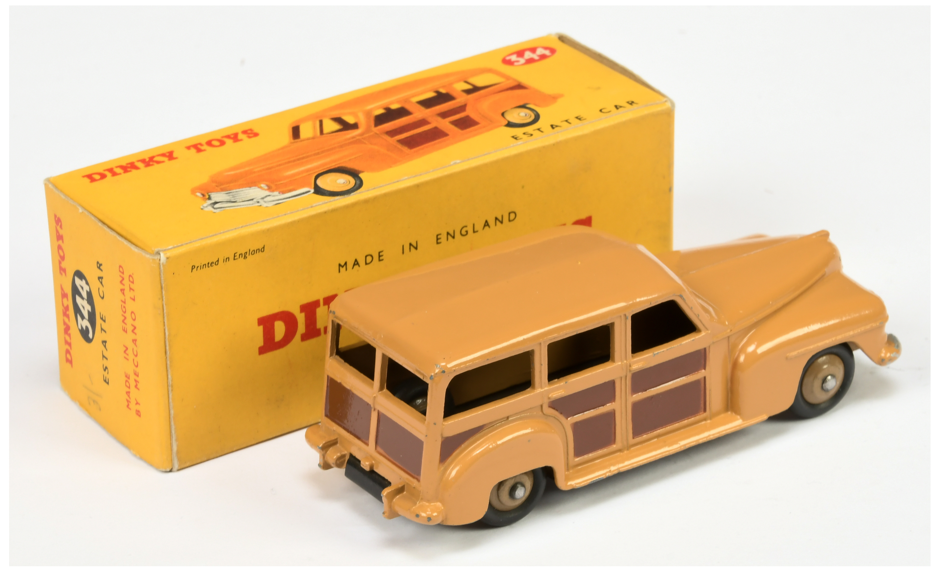 Dinky Toys 344 Plymouth Estate Car - Tan body, brown side and rear panels, silver trim and fawn r... - Image 2 of 2