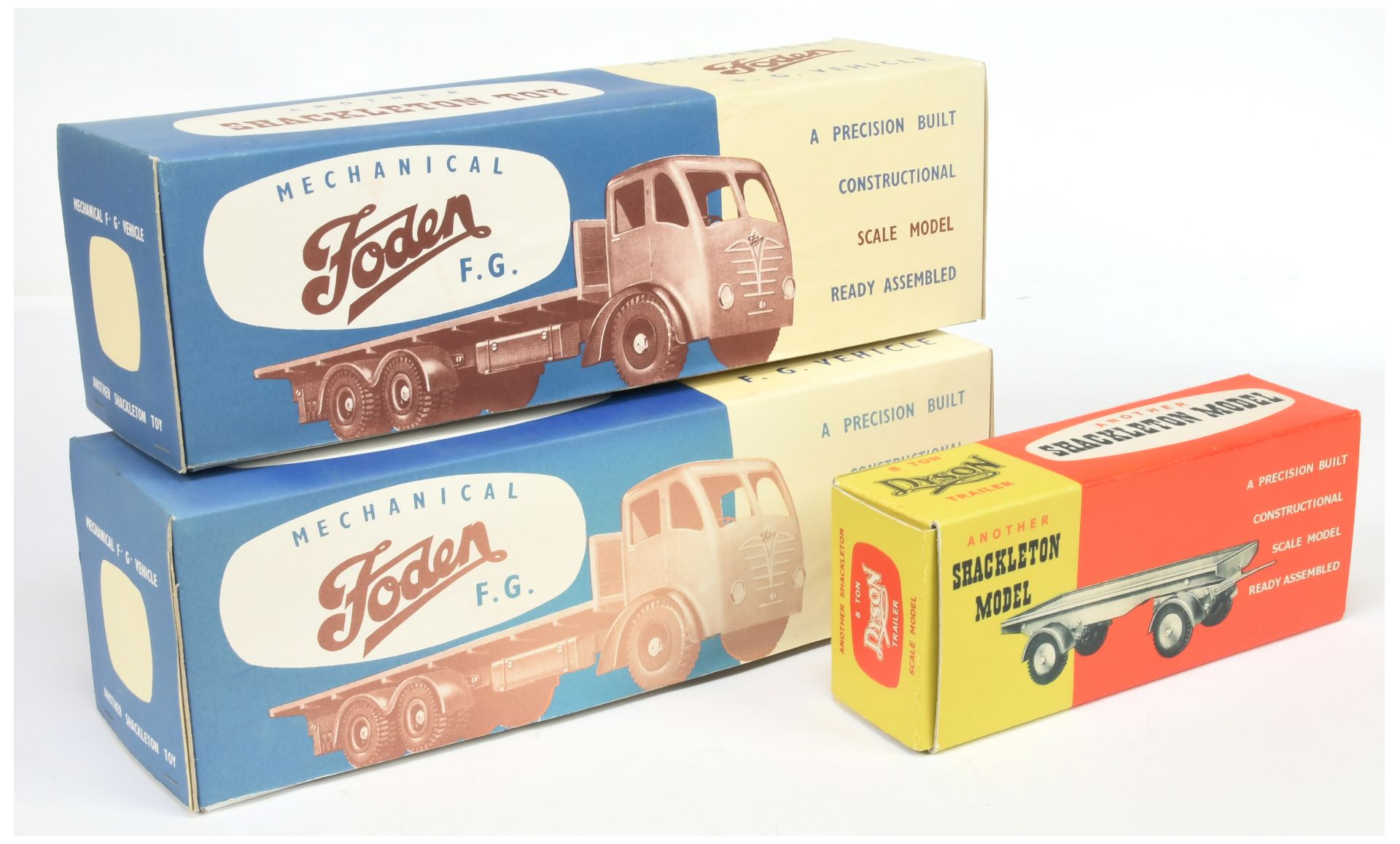 Shackleton Model Group Of EMPTY REPRODUCTION boxes - (1) Foden FG6 Flat Truck. (2) Same and (3) D...