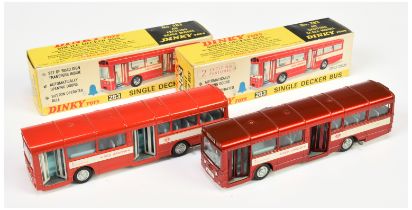 Dinky Toys 283 Single Decker Bus "Red Arrow" A Pair - (1) Metallic red body and opening doors, wh...