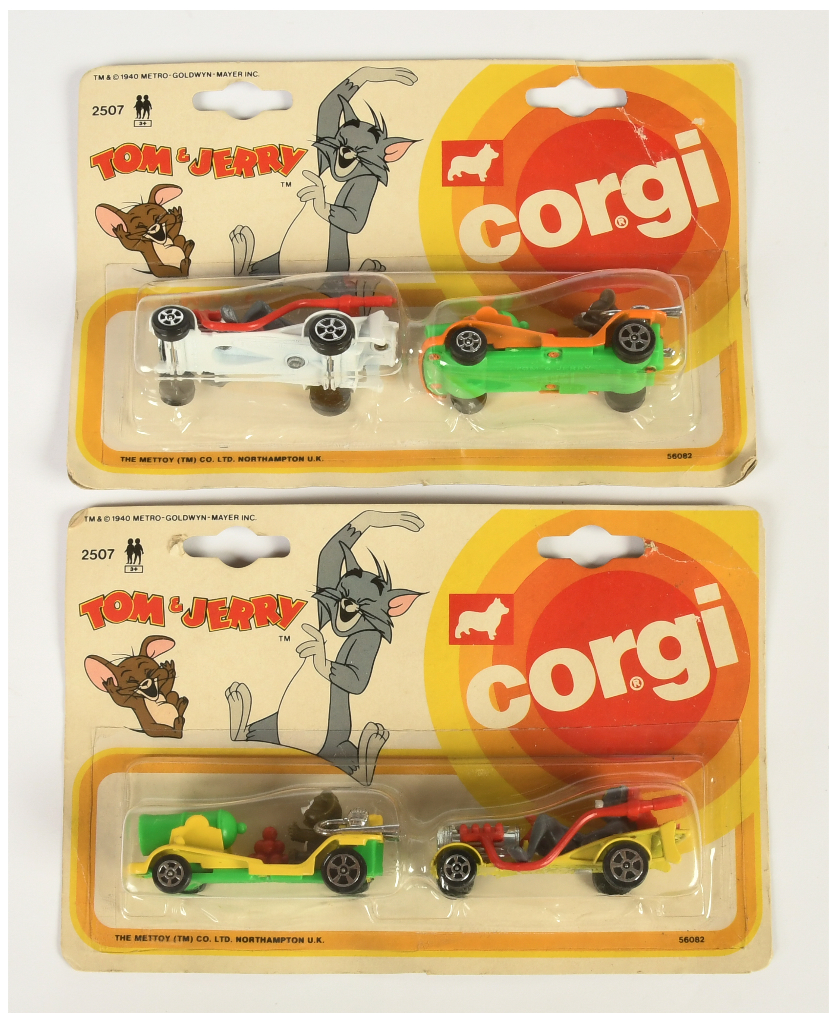 Corgi Juniors 2507 "Tom & Jerry" Twin Packs A Pair (1) - Jerry's car - Orange, green base and can...